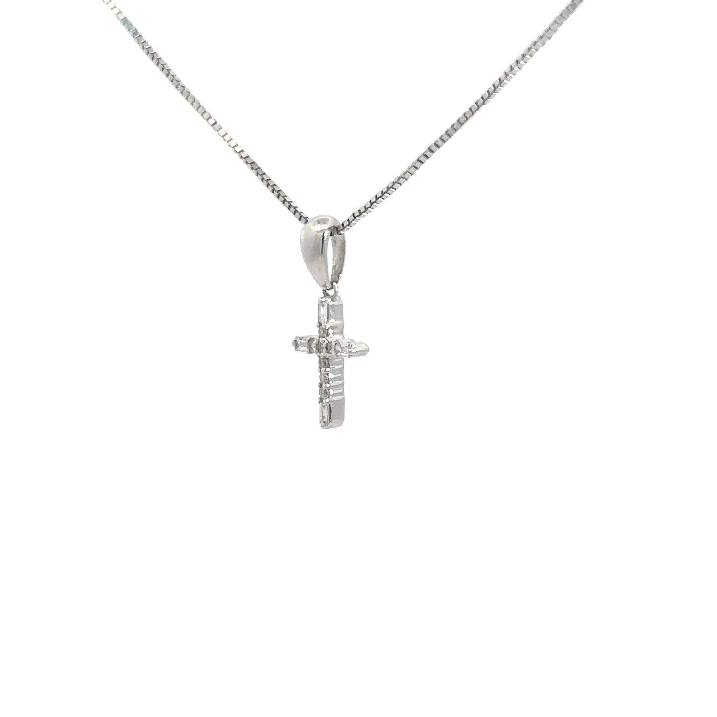 14k White Gold .06cttw Diamond Cross