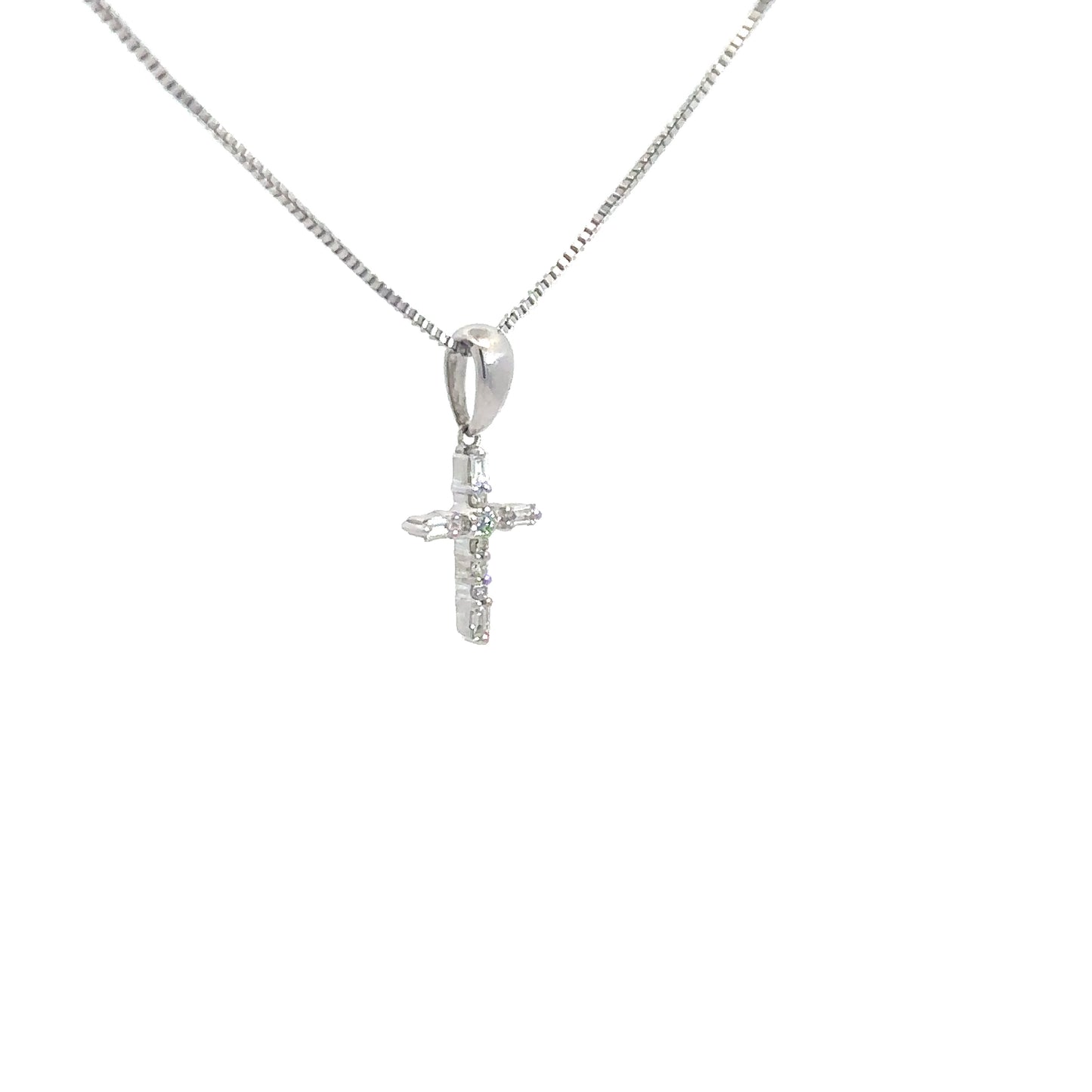 14k White Gold .06cttw Diamond Cross