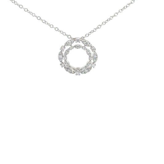 18k White Gold Diamond Circle Pendant .52cttw