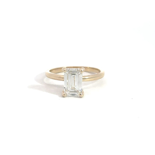 14k Lab Grown Emerald Cut Diamond Engagement Ring 2.02ct