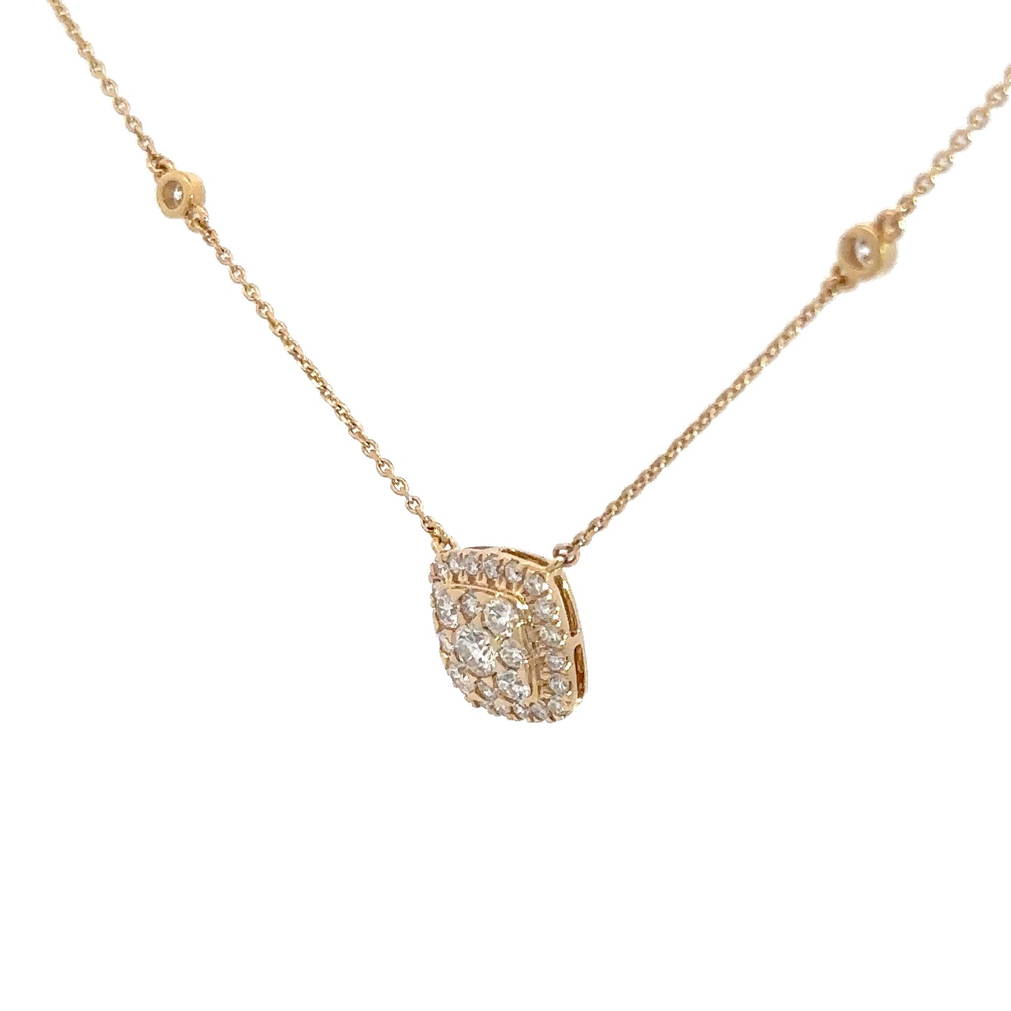 14k Yellow Gold Diamond Square Shaped Pendant 7/8cttw