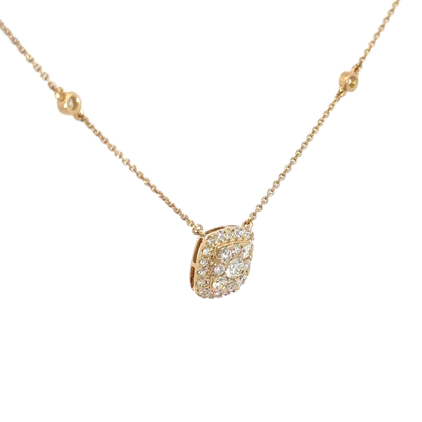 14k Yellow Gold Diamond Square Shaped Pendant 7/8cttw