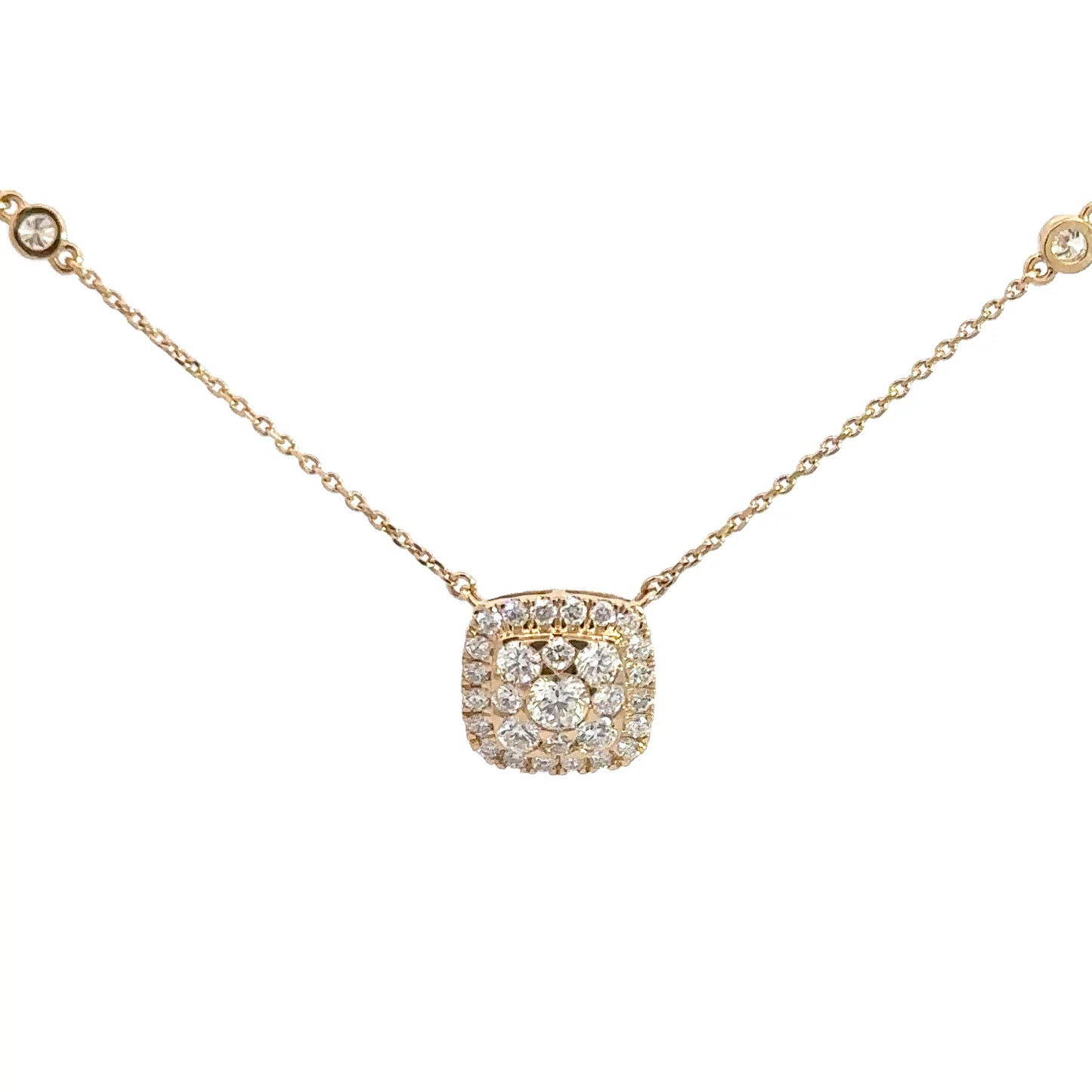 14k Yellow Gold Diamond Square Shaped Pendant 7/8cttw