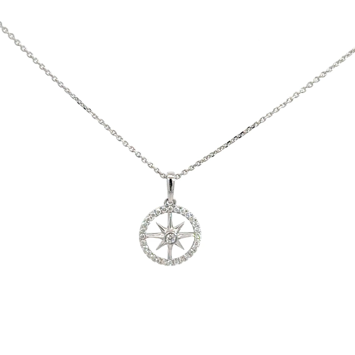 14k White Gold Nautical Diamond Pendant 1/4cttw
