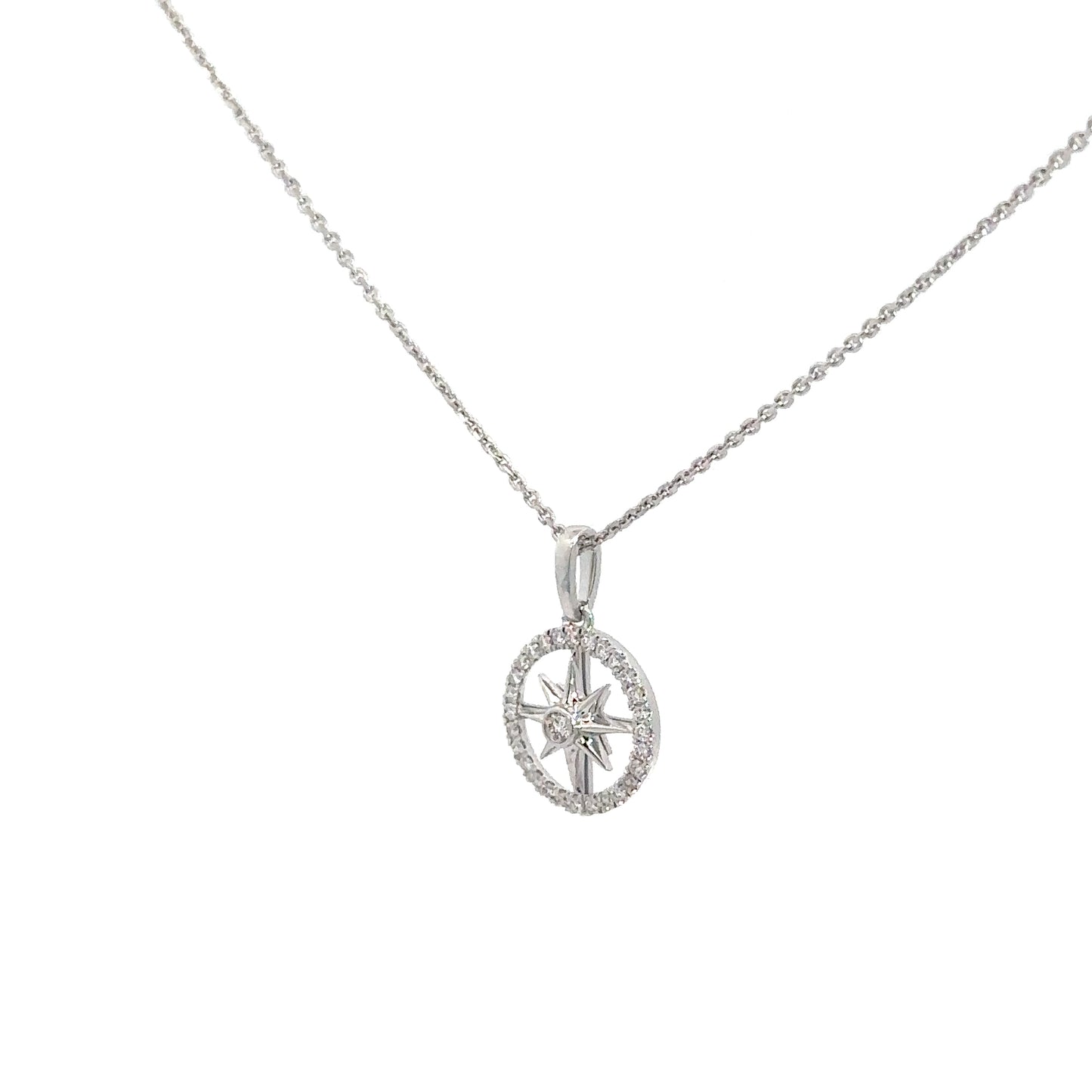 14k White Gold Nautical Diamond Pendant 1/4cttw