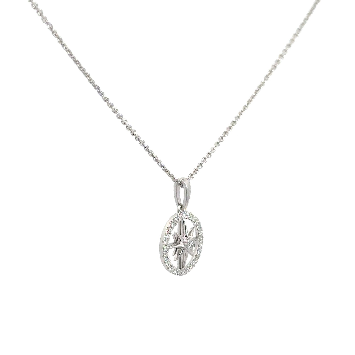 14k White Gold Nautical Diamond Pendant 1/4cttw