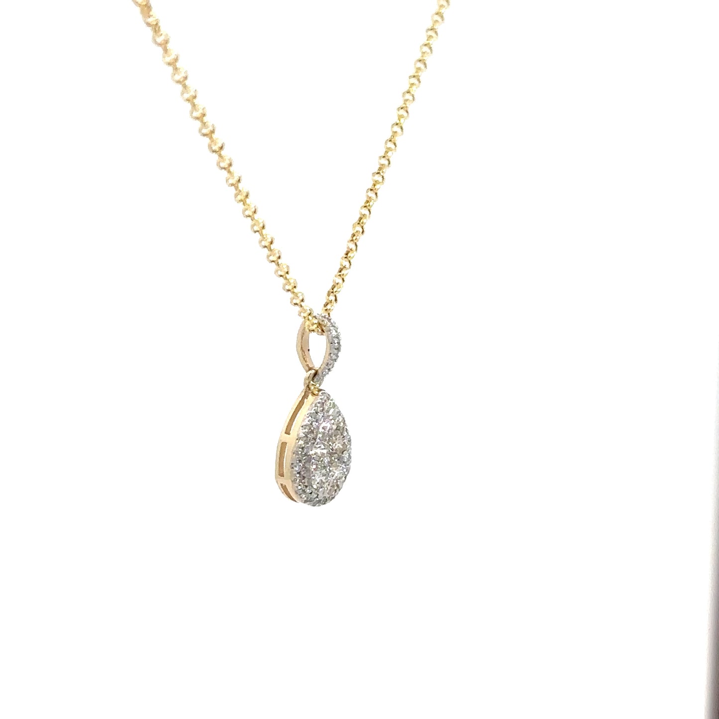 14k Yellow Gold Diamond Pear Shaped Cluster Pendant 3/8cttw
