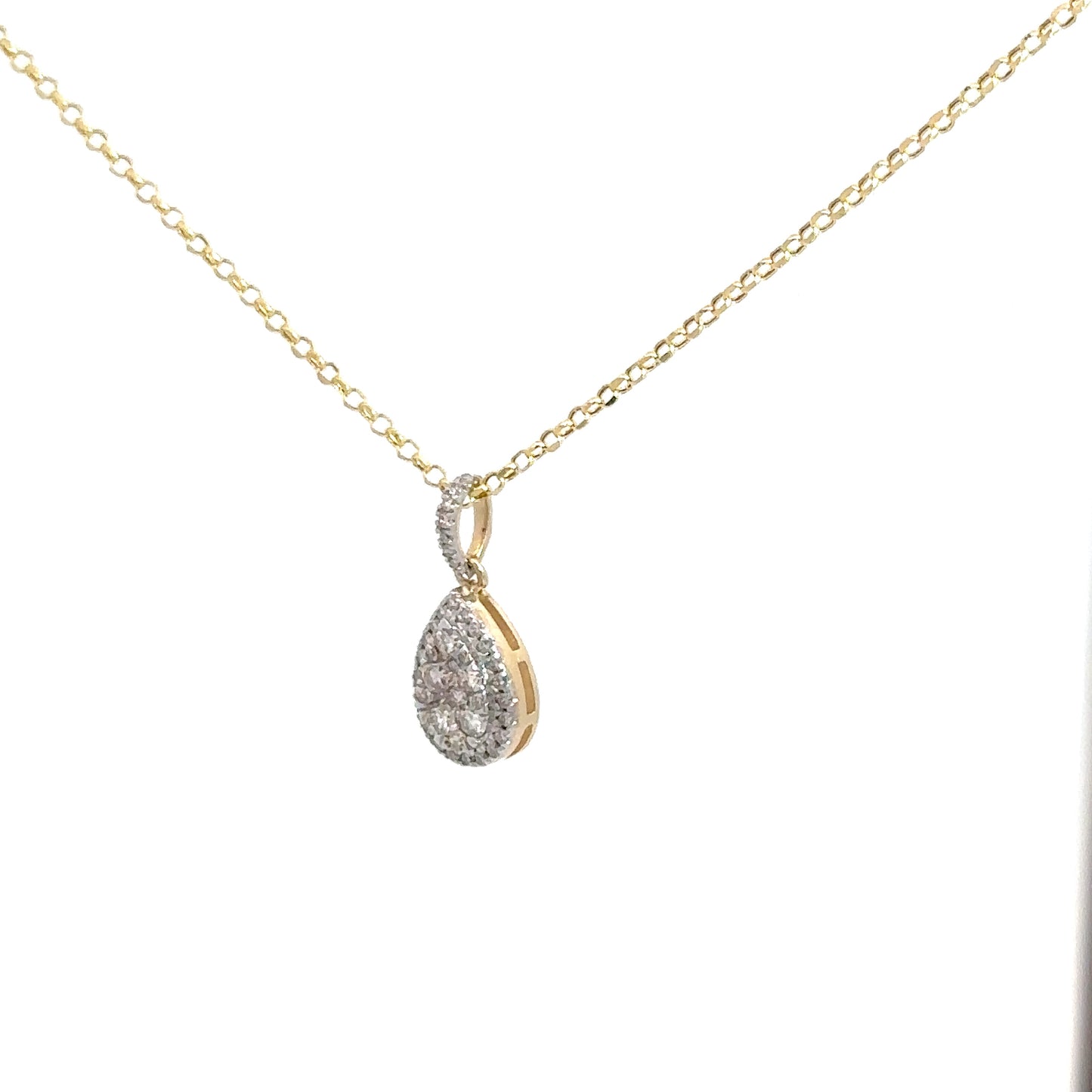 14k Yellow Gold Diamond Pear Shaped Cluster Pendant 3/8cttw