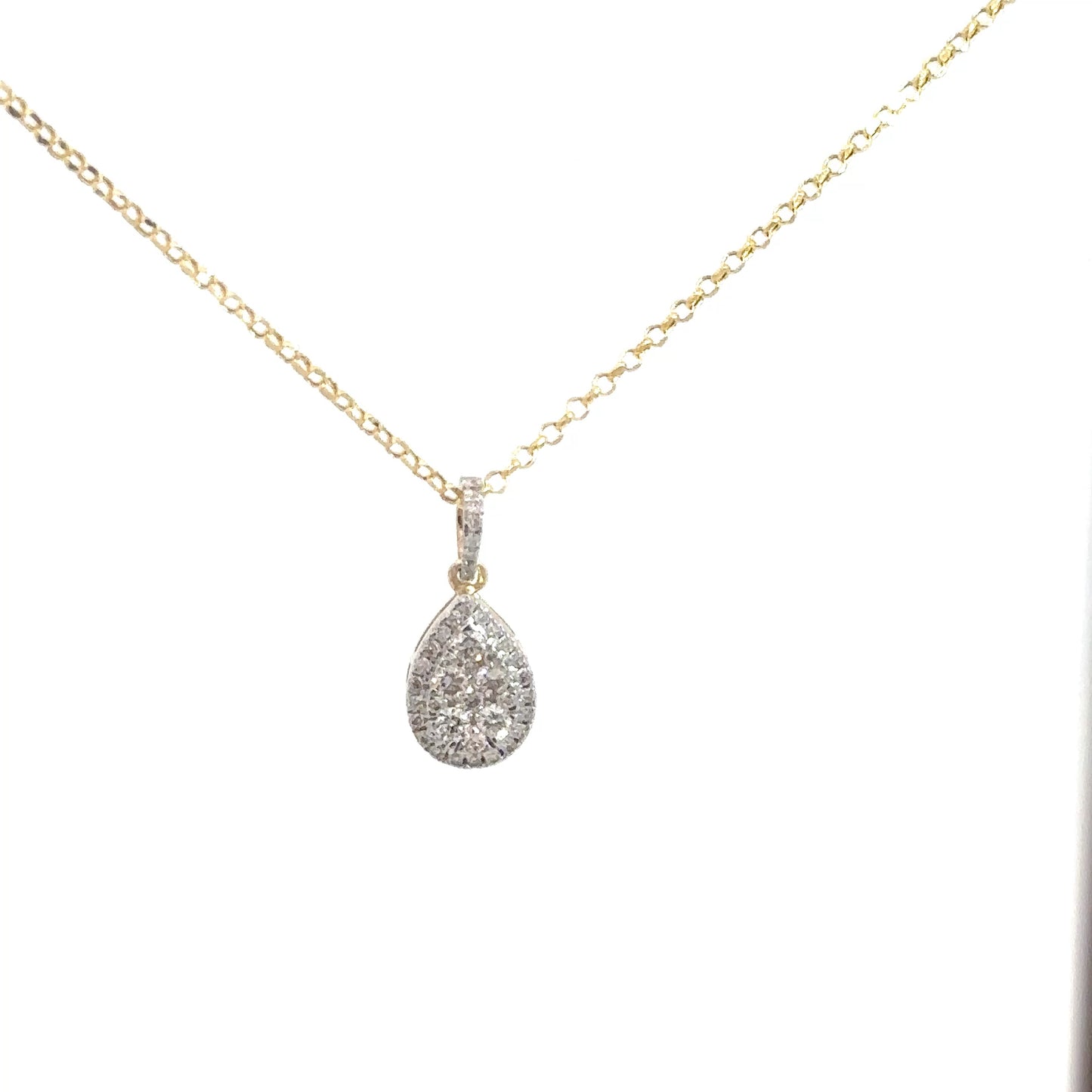 14k Yellow Gold Diamond Pear Shaped Cluster Pendant 3/8cttw