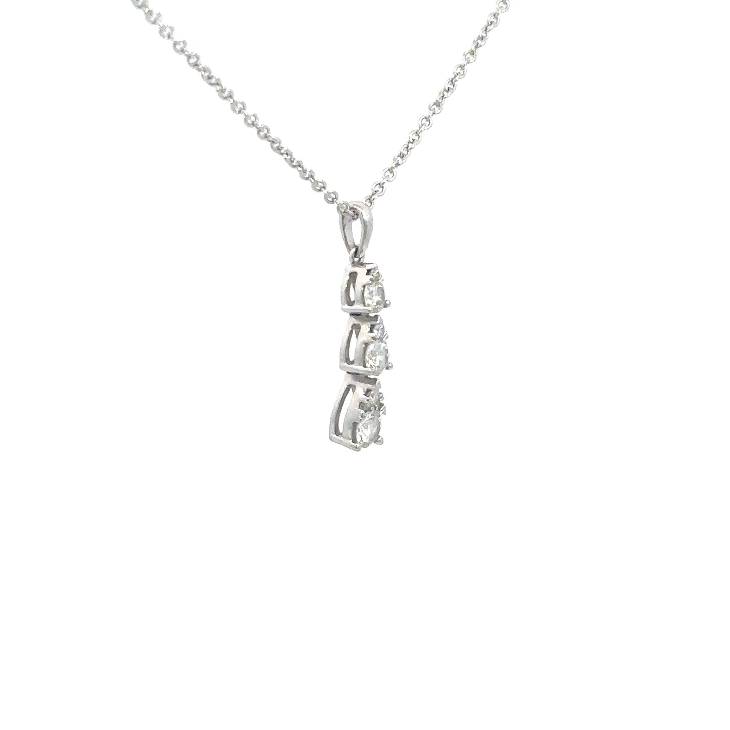 14k White Gold Graduating Diamond Pendant 3/8cttw