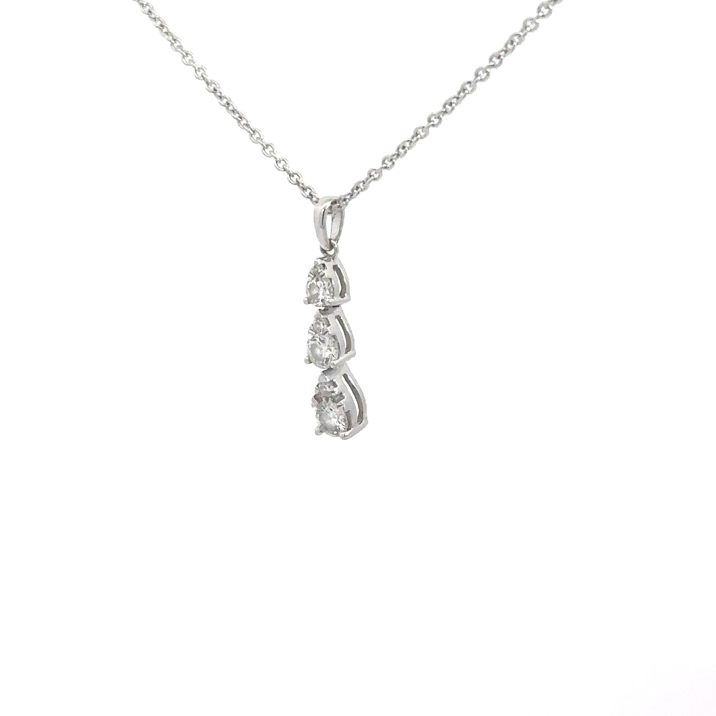 14k White Gold Graduating Diamond Pendant 3/8cttw