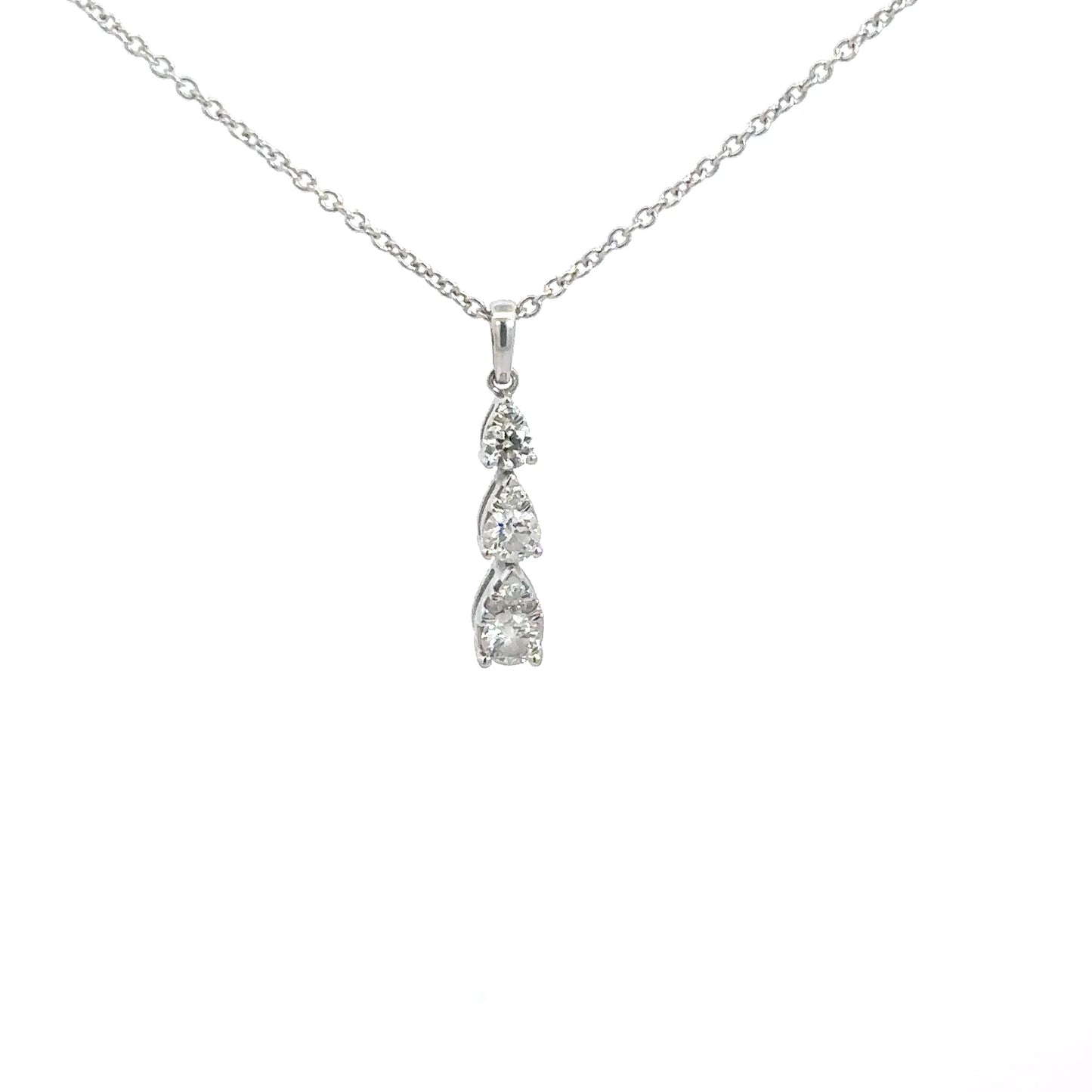 14k White Gold Graduating Diamond Pendant 3/8cttw