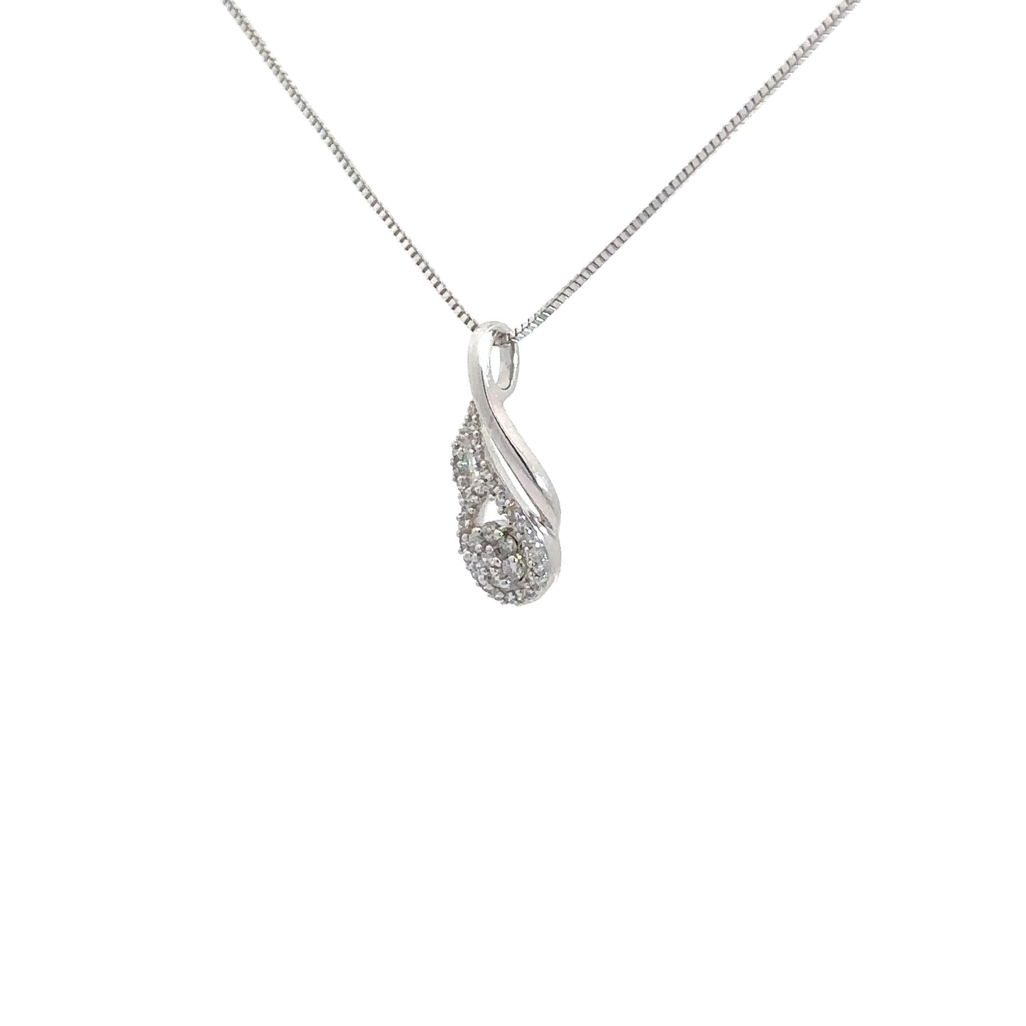 14k White Gold Diamond Fancy Pendant 1/4cttw