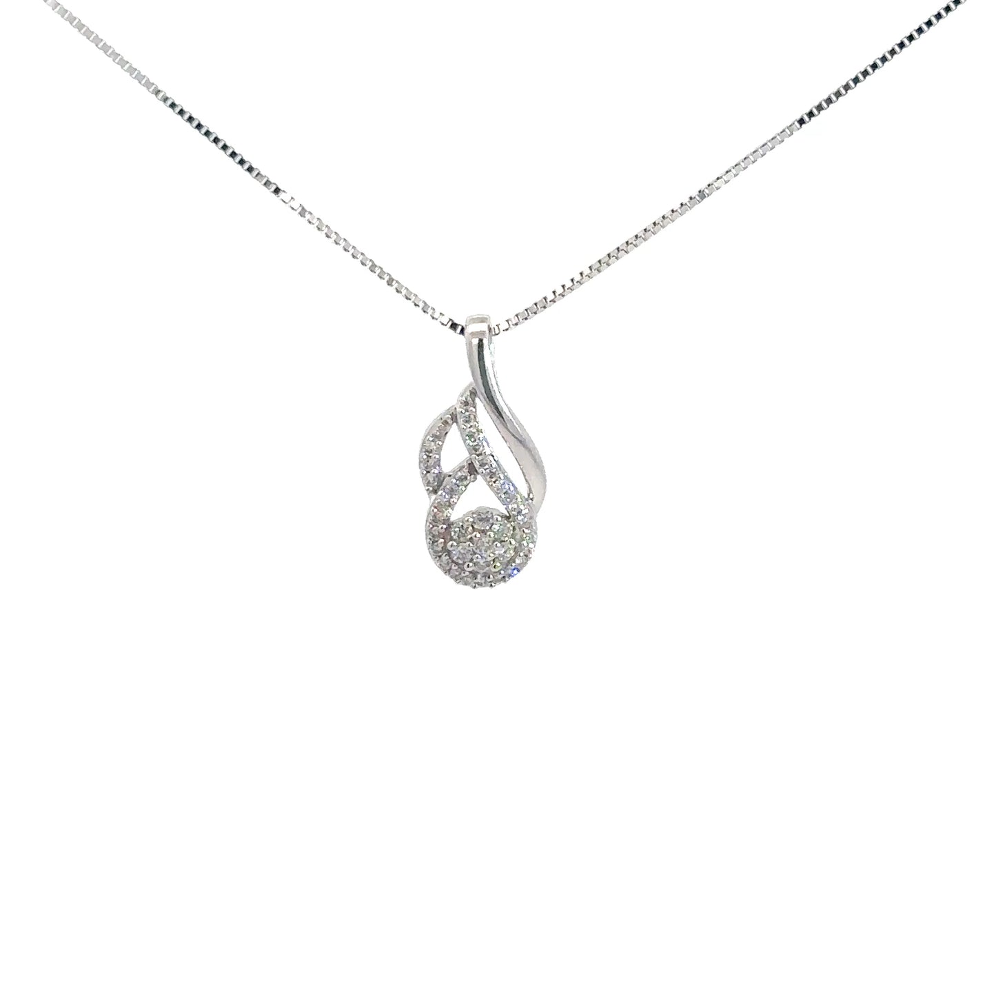 14k White Gold Diamond Fancy Pendant 1/4cttw