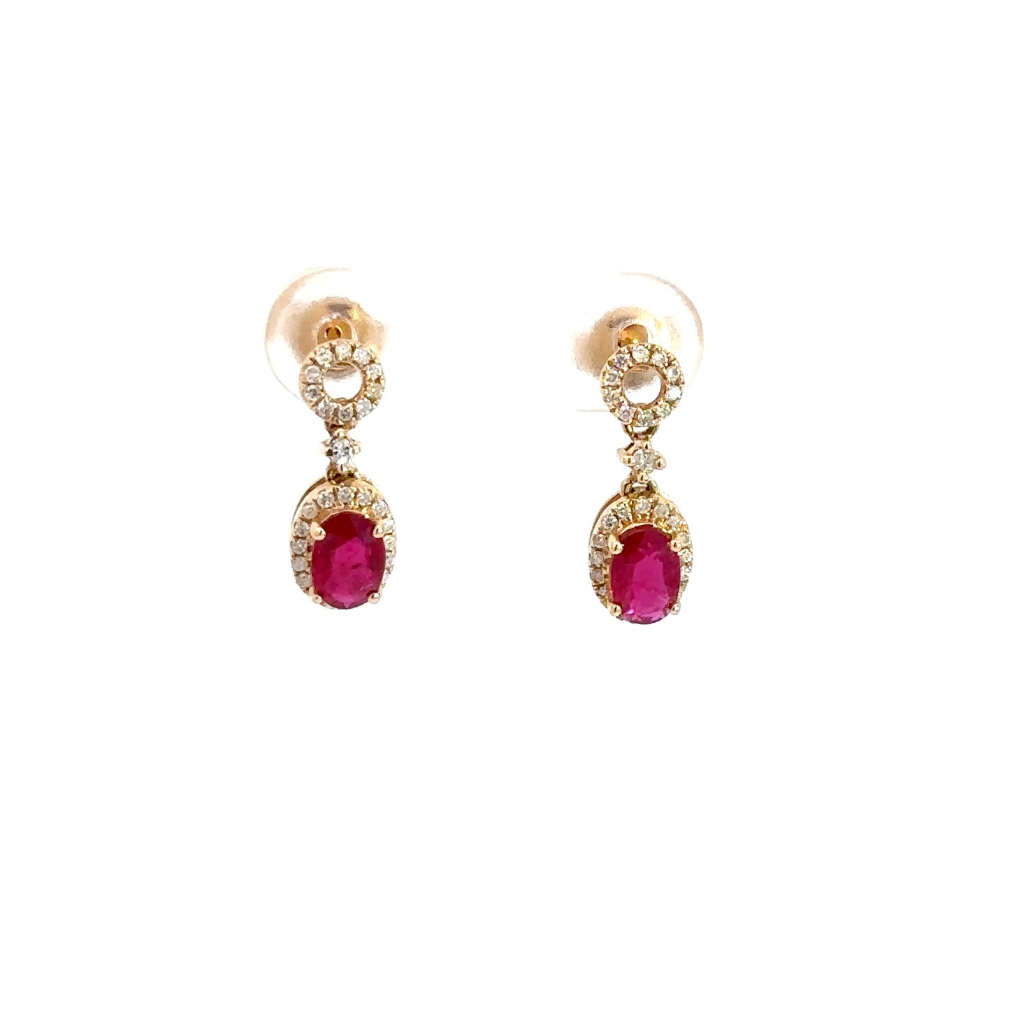 Lady's 14k Yellow Gold Diamond & Ruby Earrings