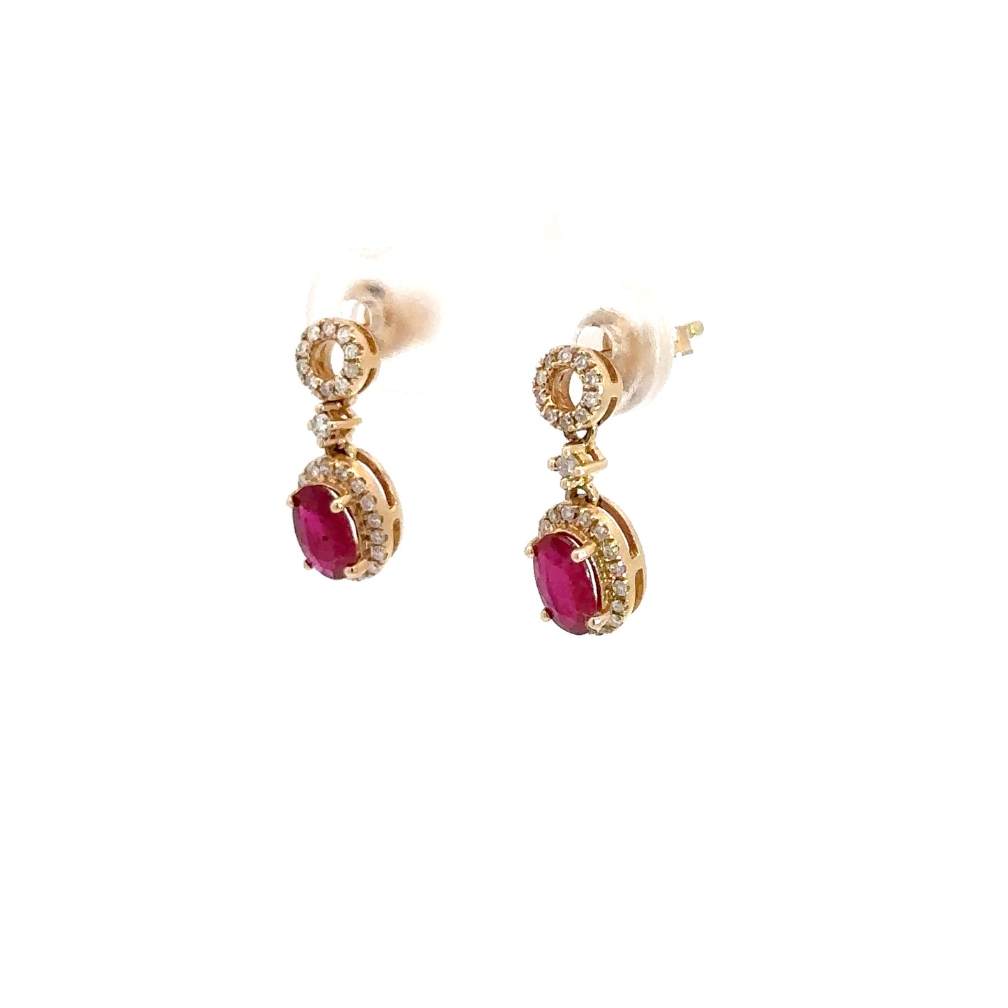Lady's 14k Yellow Gold Diamond & Ruby Earrings