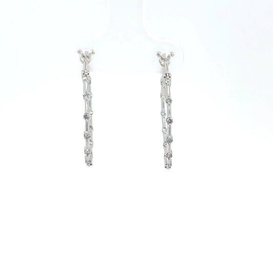 10k White Gold Diamond In/Out Hoops .25cttw