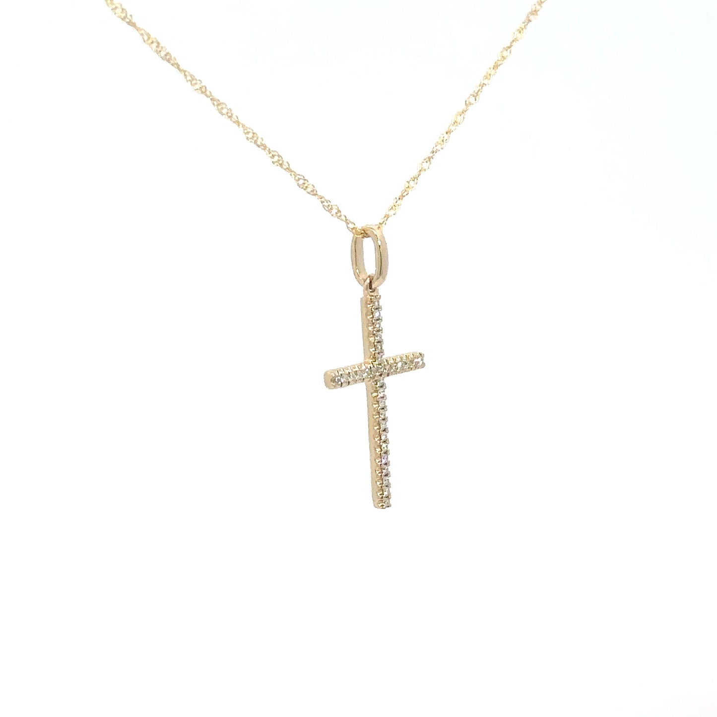 14k Yellow Gold Diamond Cross 1/10cttw