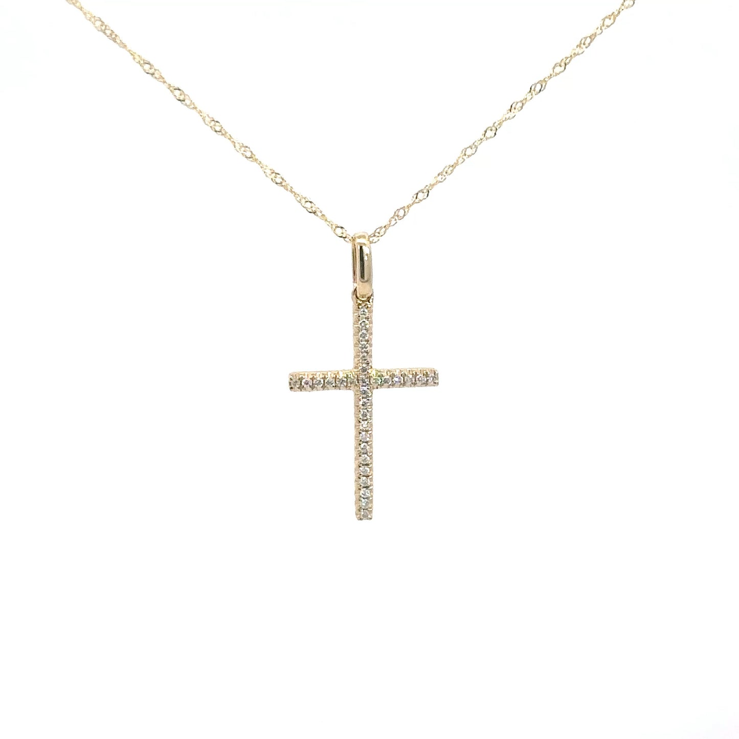 14k Yellow Gold Diamond Cross 1/10cttw