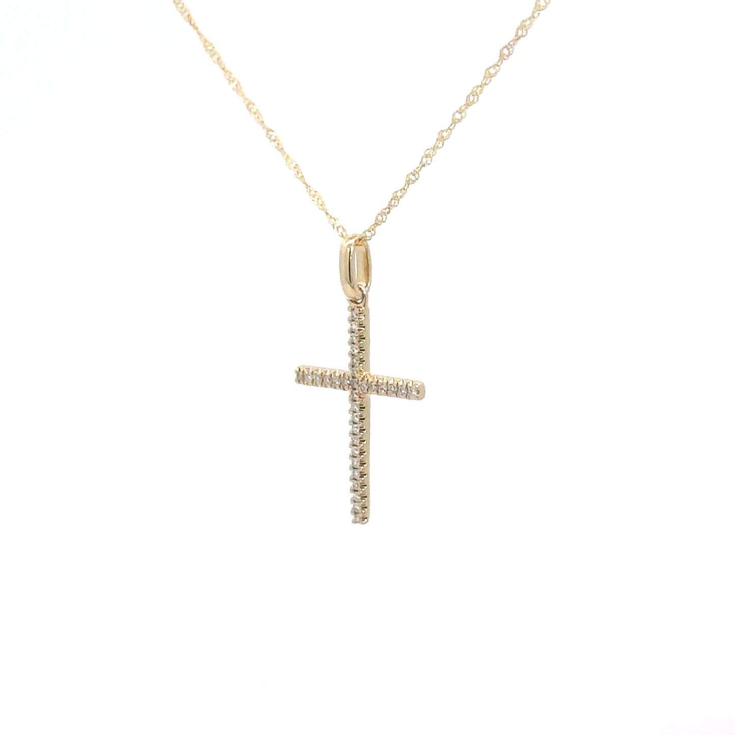 14k Yellow Gold Diamond Cross 1/10cttw