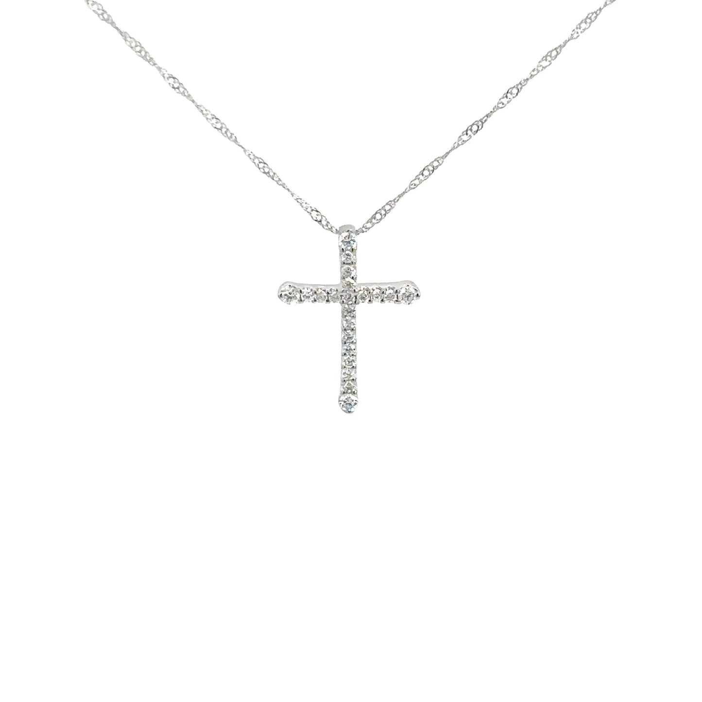 14k White Gold Diamond Cross 1/5cttw