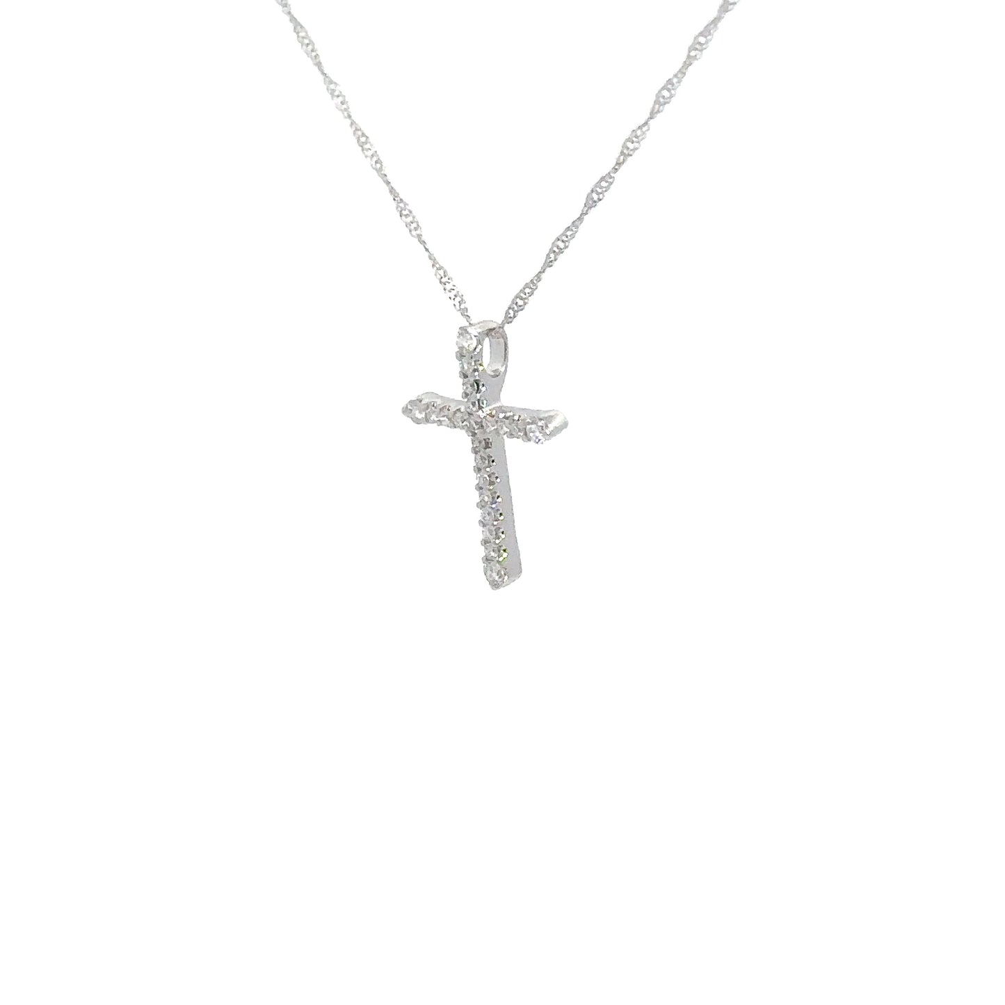 14k White Gold Diamond Cross 1/5cttw