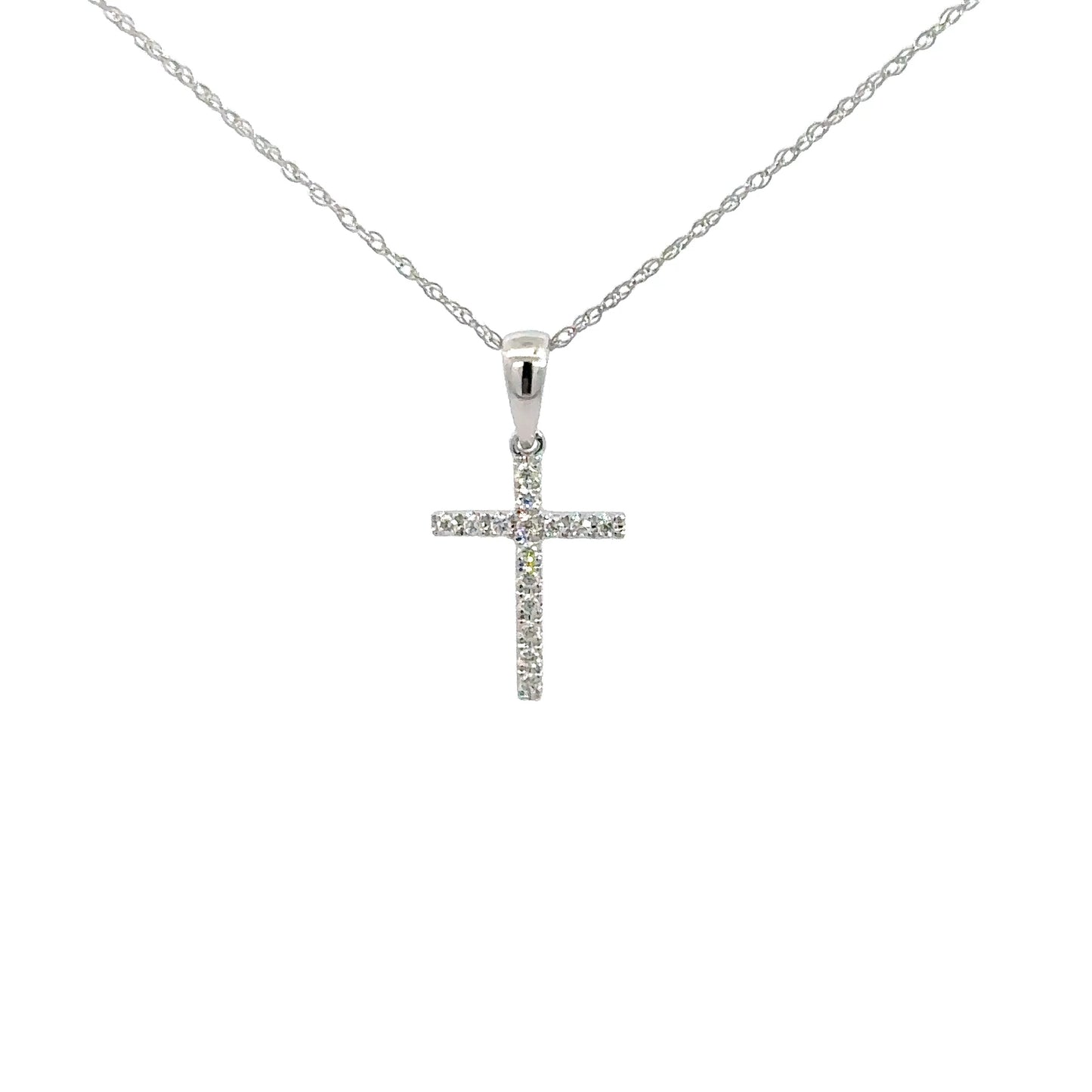 14k White Gold Diamond Cross .07cttw