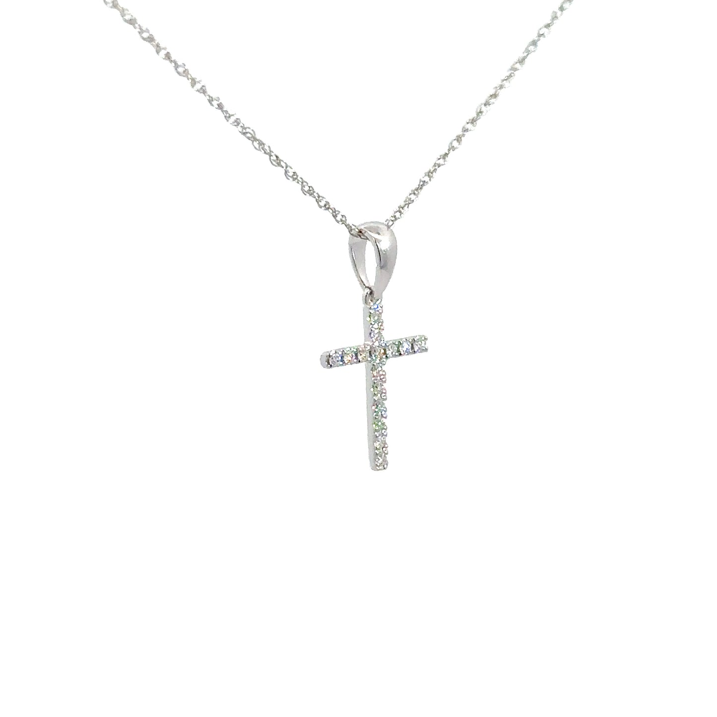 14k White Gold Diamond Cross .07cttw