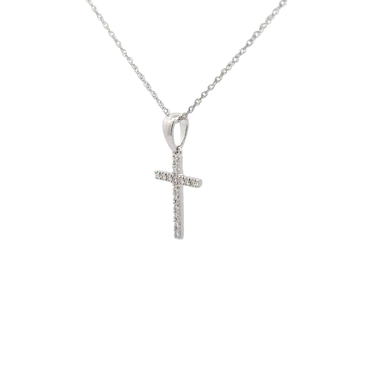 14k White Gold Diamond Cross .07cttw
