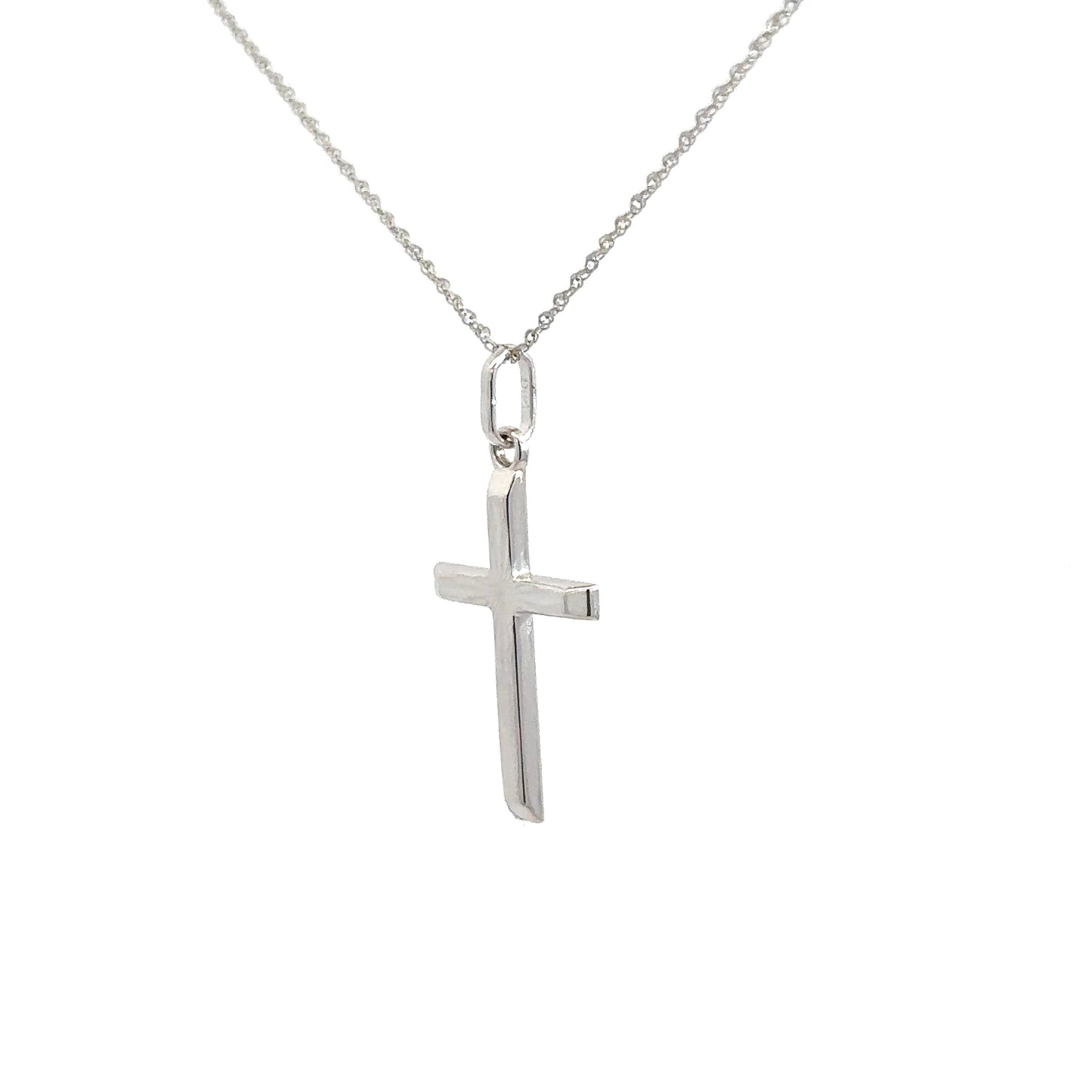 14k White Gold Cross