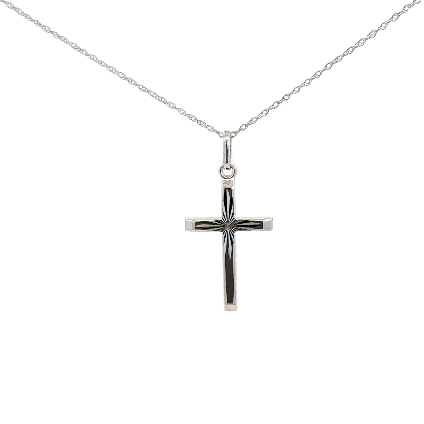 14k White Gold Cross