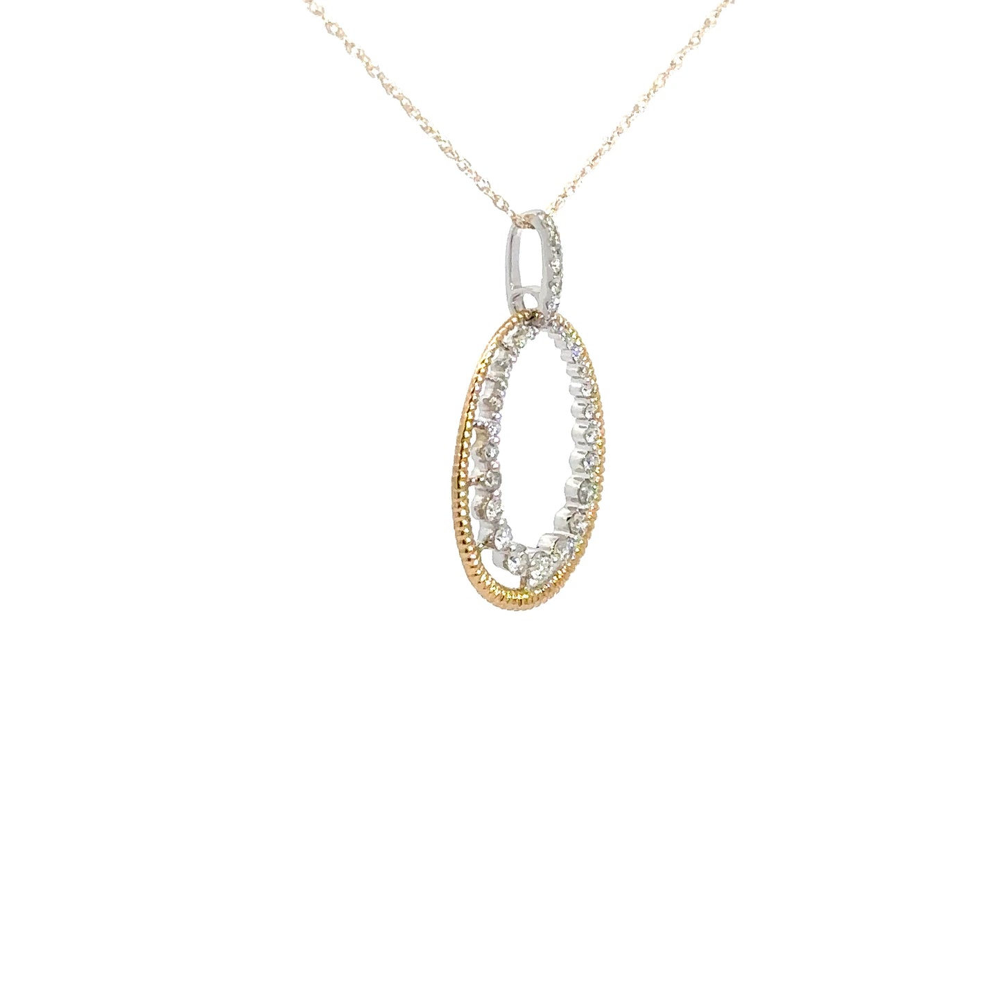14k Yellow Gold Diamond Oval Pendant .35cttw