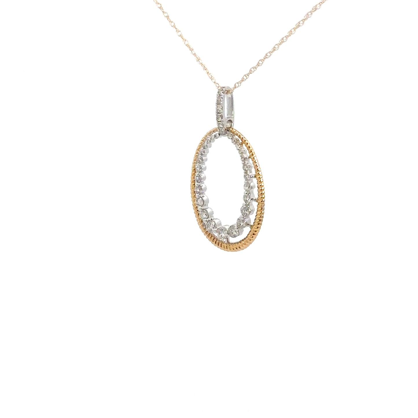 14k Yellow Gold Diamond Oval Pendant .35cttw