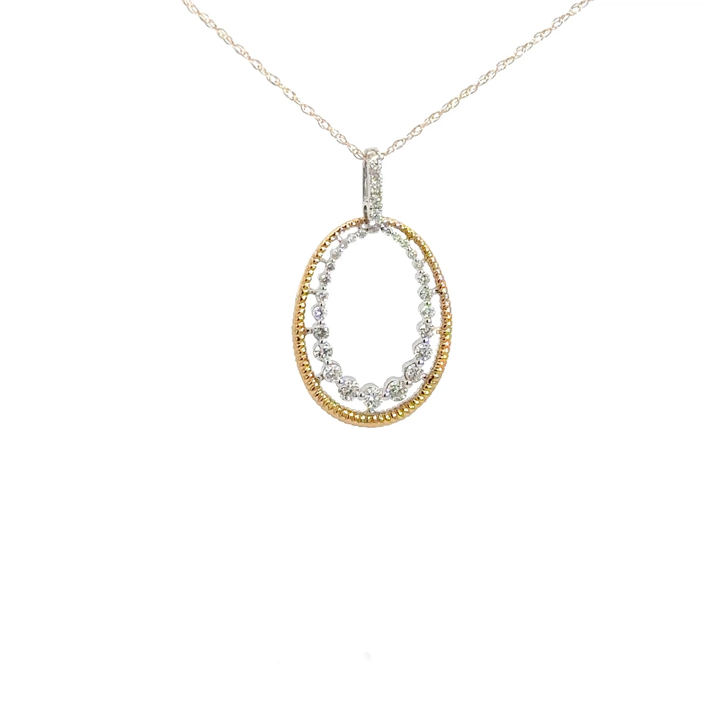 14k Yellow Gold Diamond Oval Pendant .35cttw