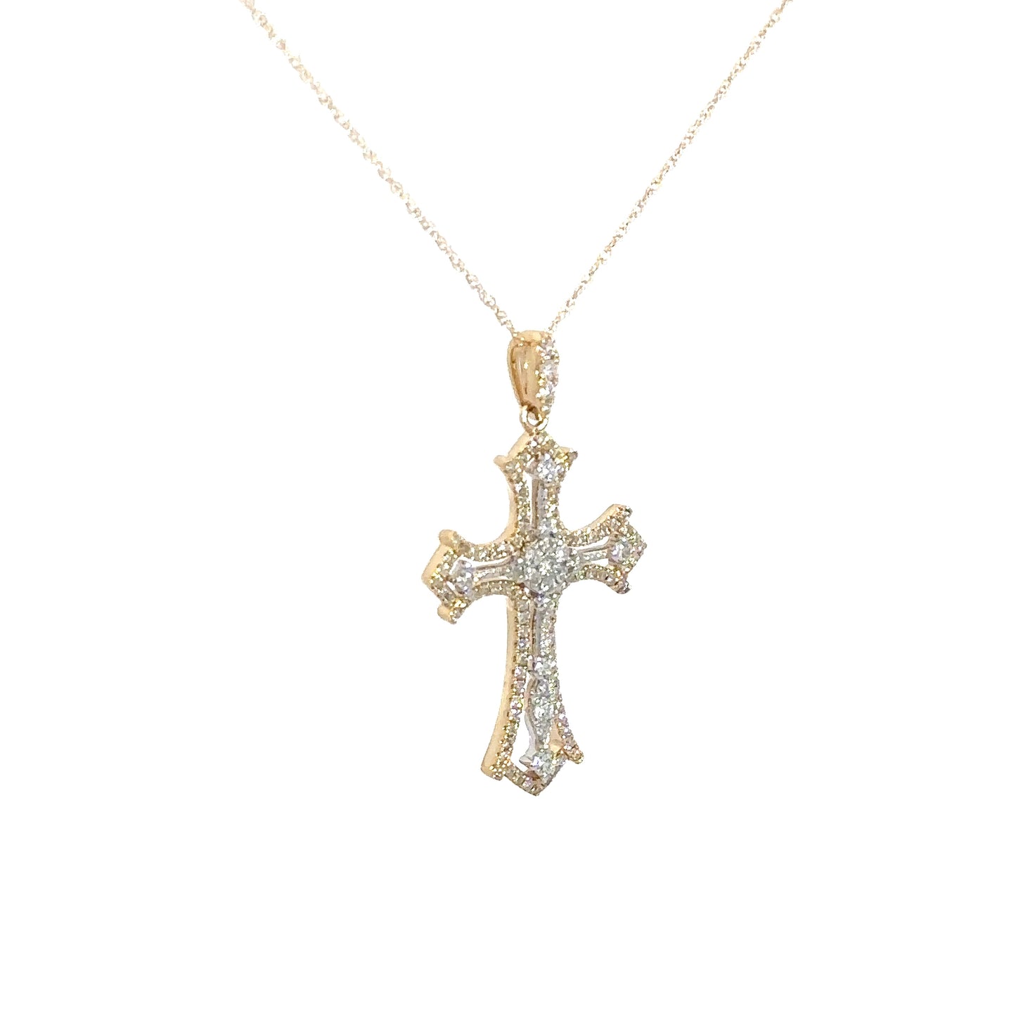 14k Yellow Gold Diamond Cross .45cttw