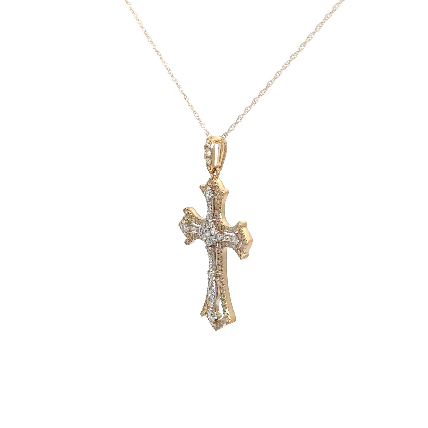 14k Yellow Gold Diamond Cross .45cttw