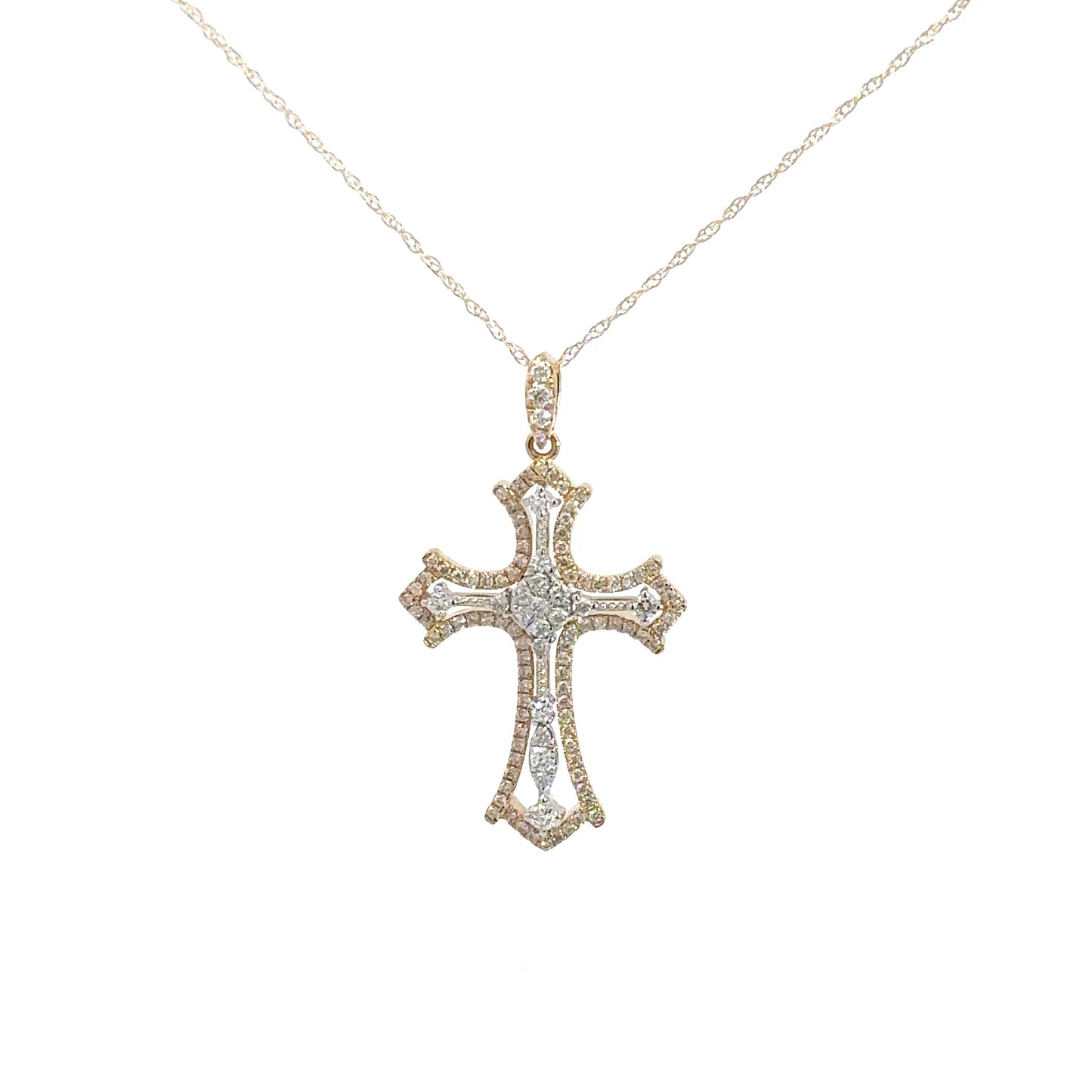 14k Yellow Gold Diamond Cross .45cttw