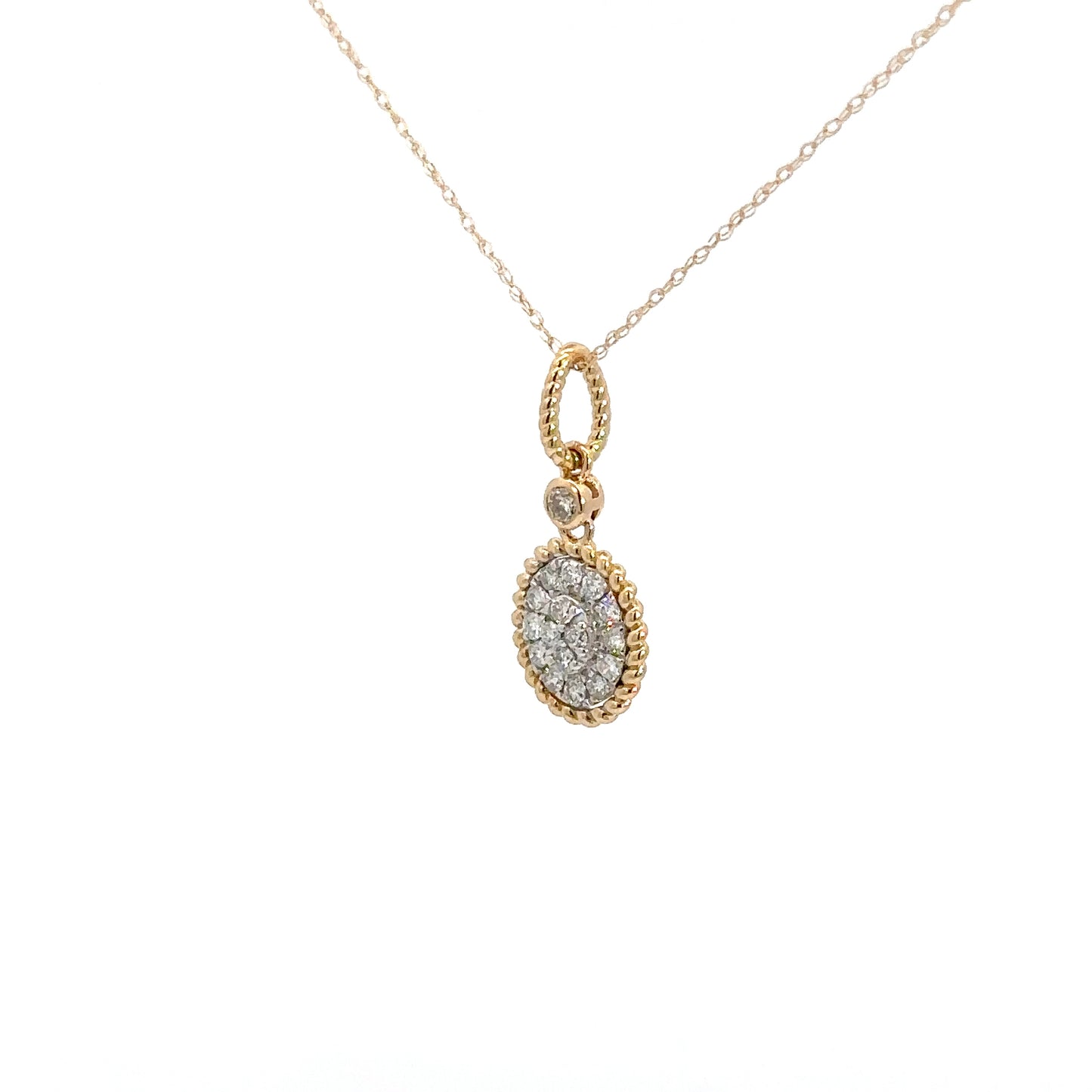 14k Yellow Gold Diamond Cluster Pendant .30cttw