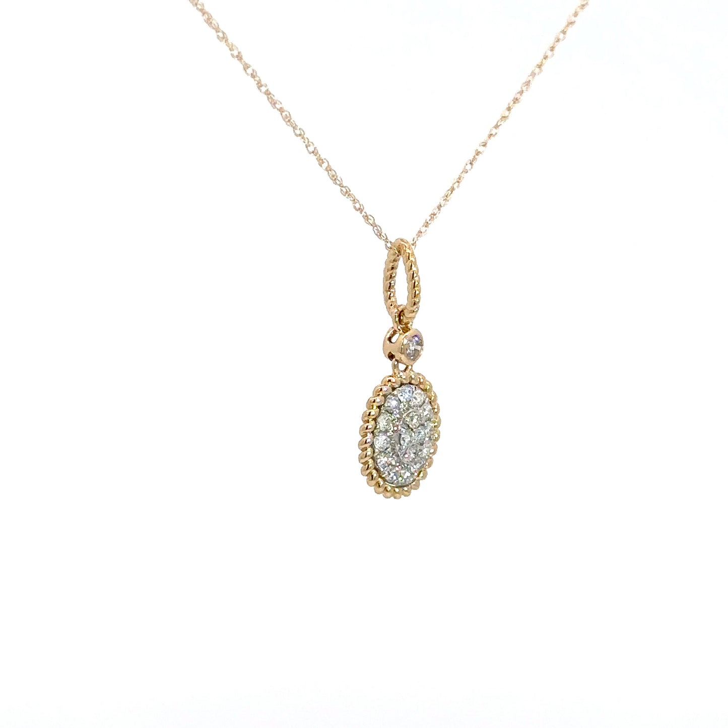 14k Yellow Gold Diamond Cluster Pendant .30cttw
