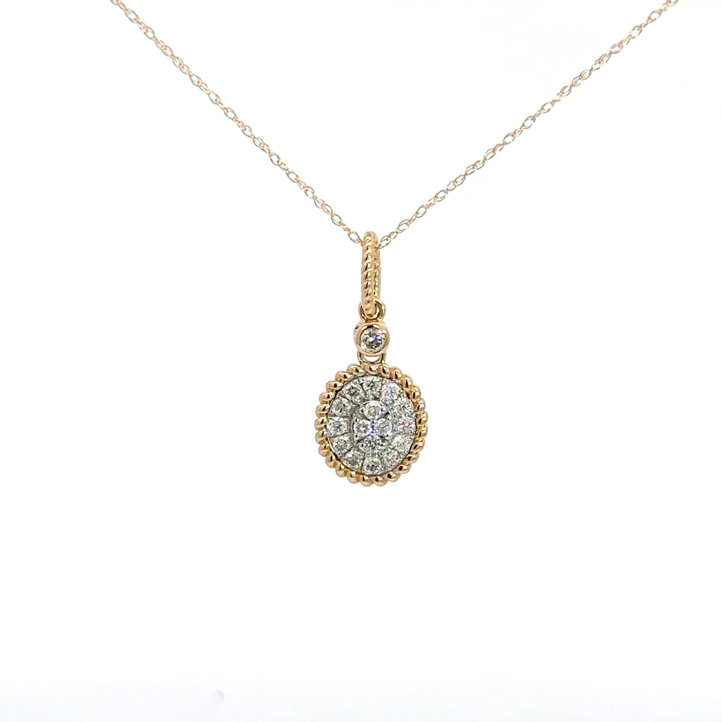 14k Yellow Gold Diamond Cluster Pendant .30cttw