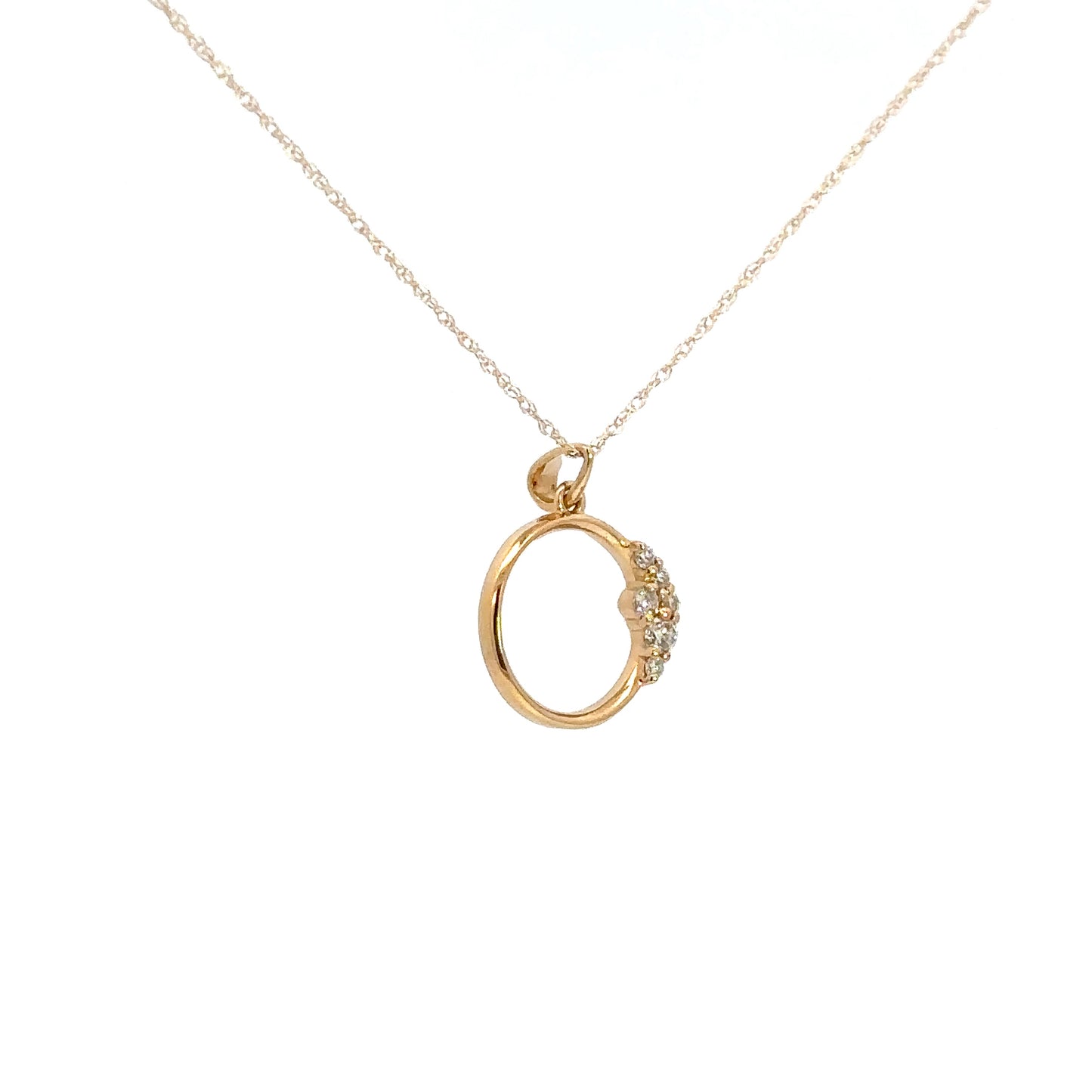 14k Yellow Gold Diamond Circle Pendant .43cttw