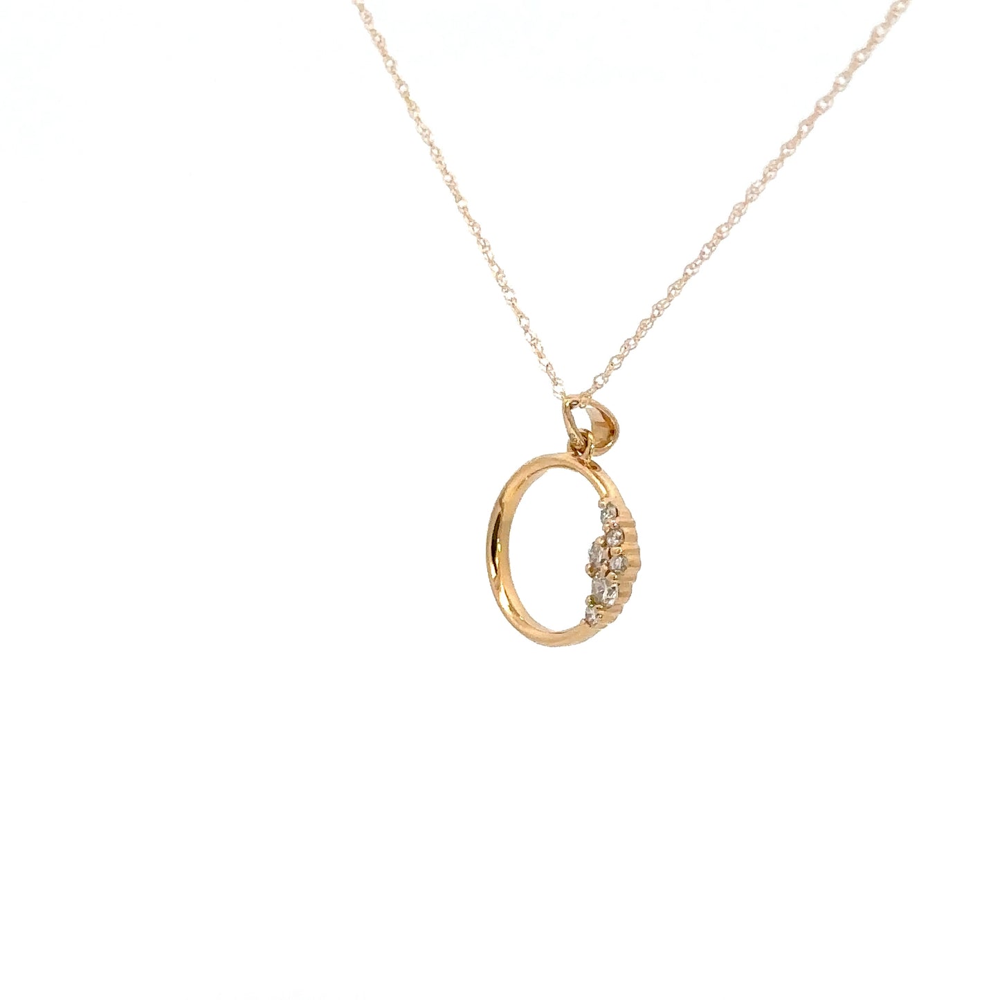 14k Yellow Gold Diamond Circle Pendant .43cttw