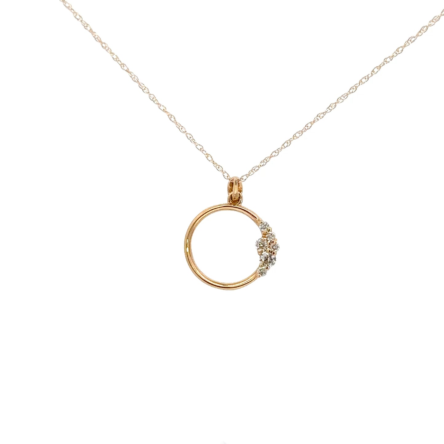 14k Yellow Gold Diamond Circle Pendant .43cttw