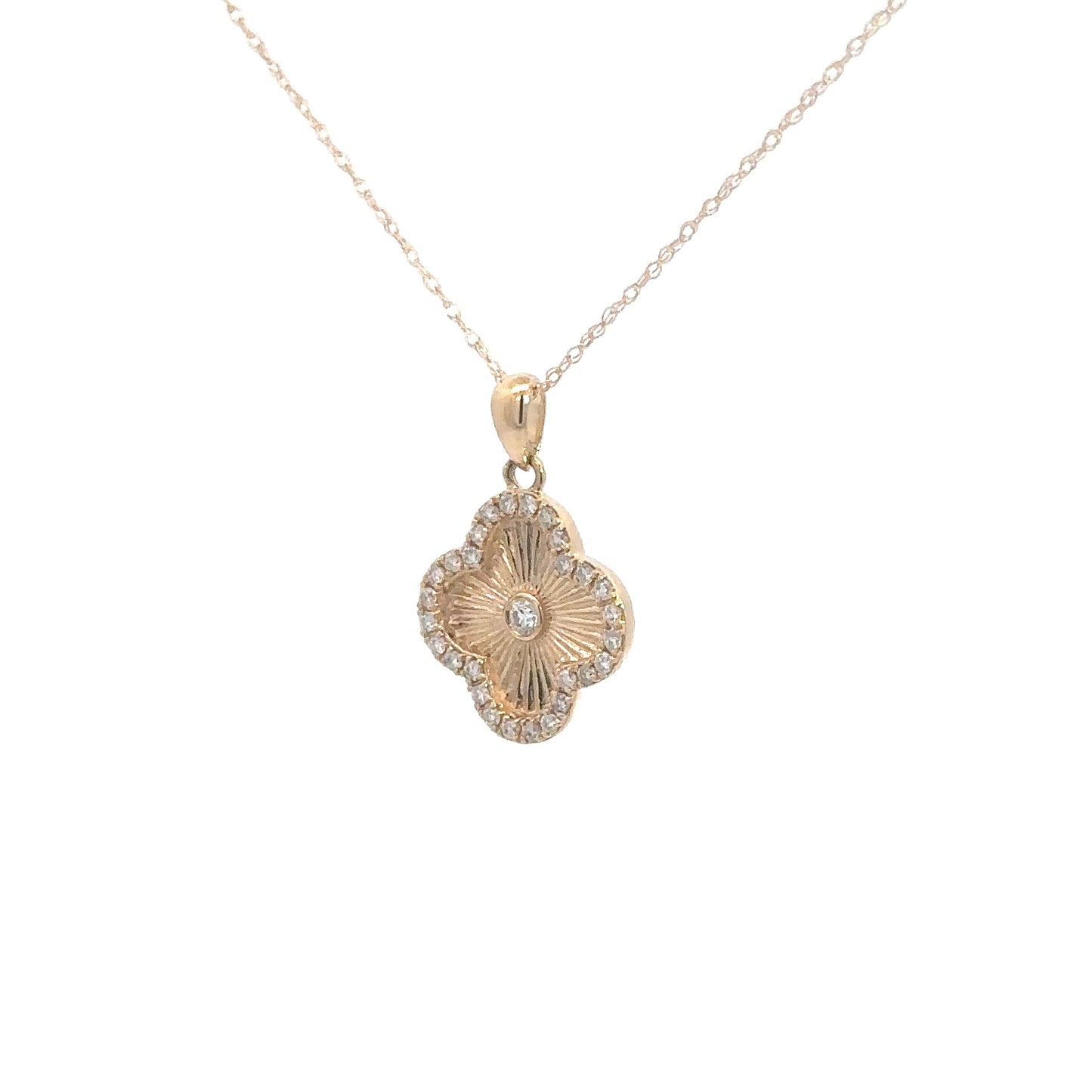 14kt Yellow Gold Diamond Clover Pendant .20cttw