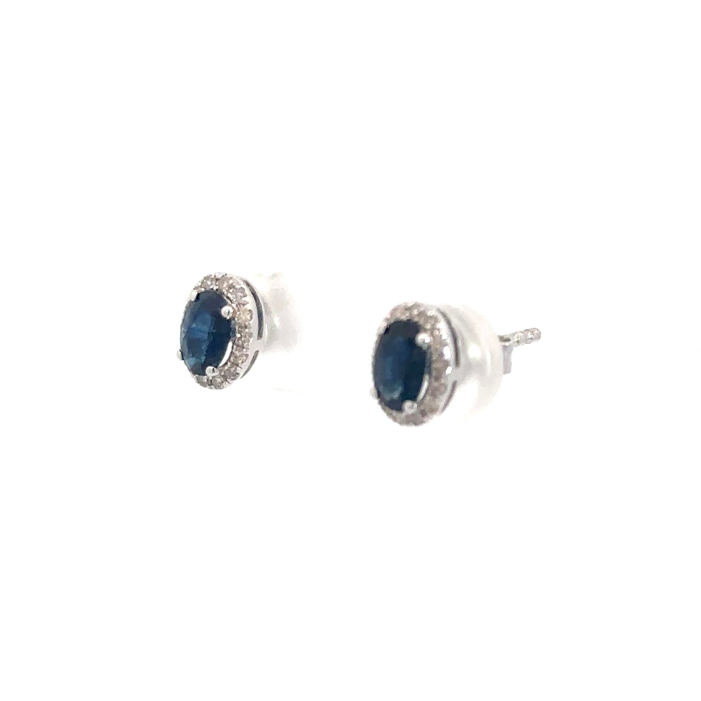 14k White Gold Sapphire & Diamond Earrings