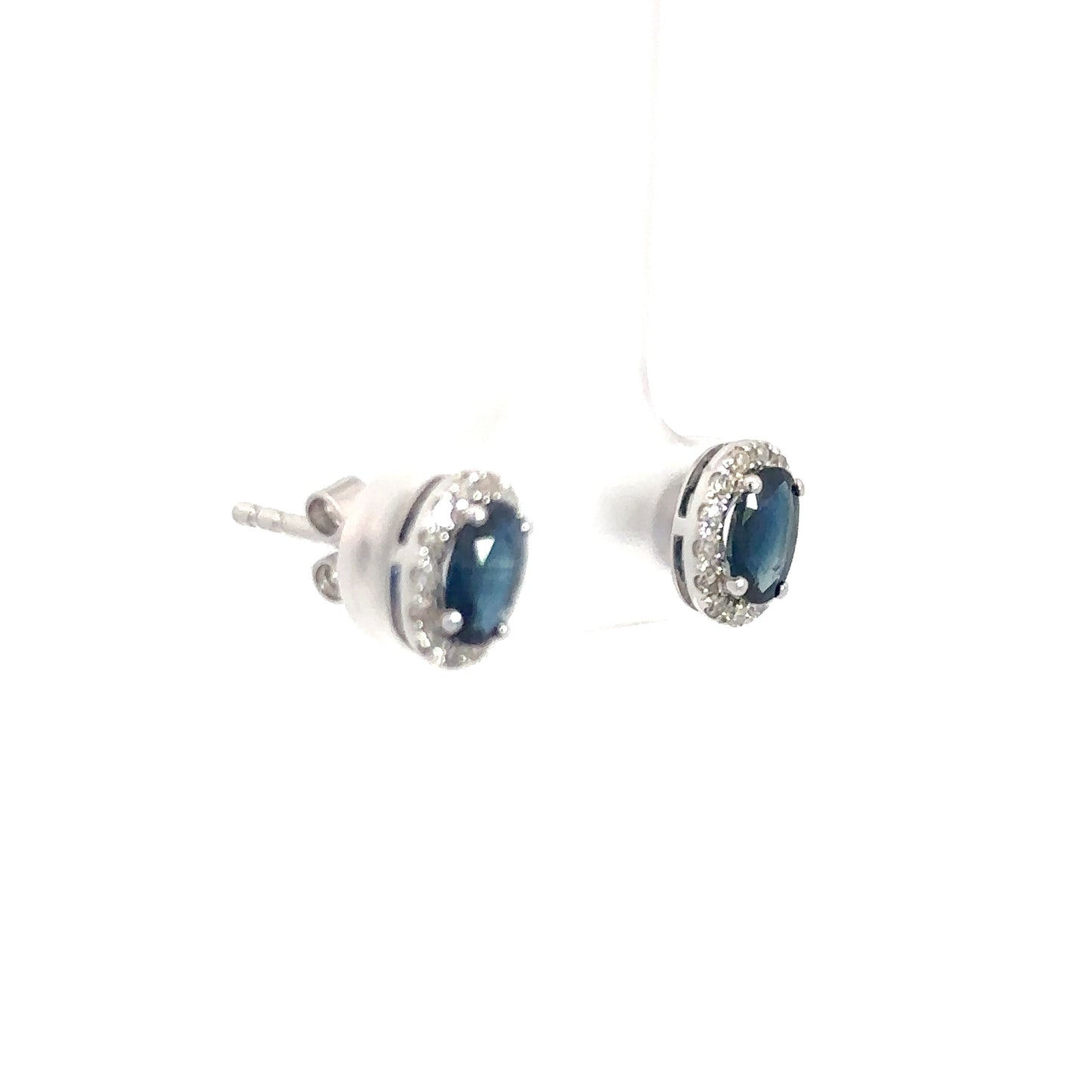 14k White Gold Sapphire & Diamond Earrings