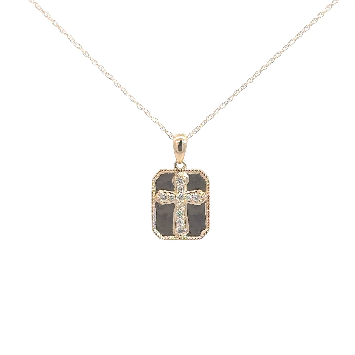 14k Yellow Gold Diamond Cross