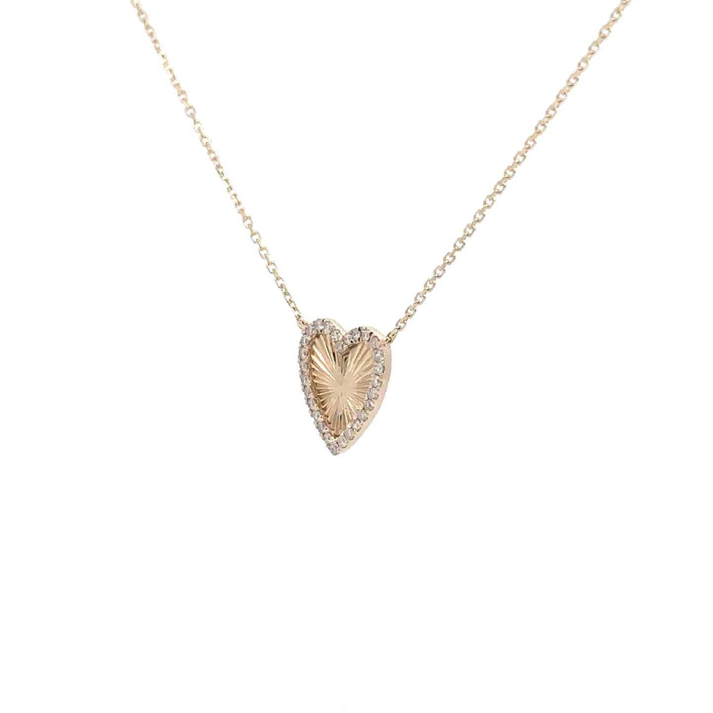 14k Yellow Gold Diamond Heart Necklace .15cttw