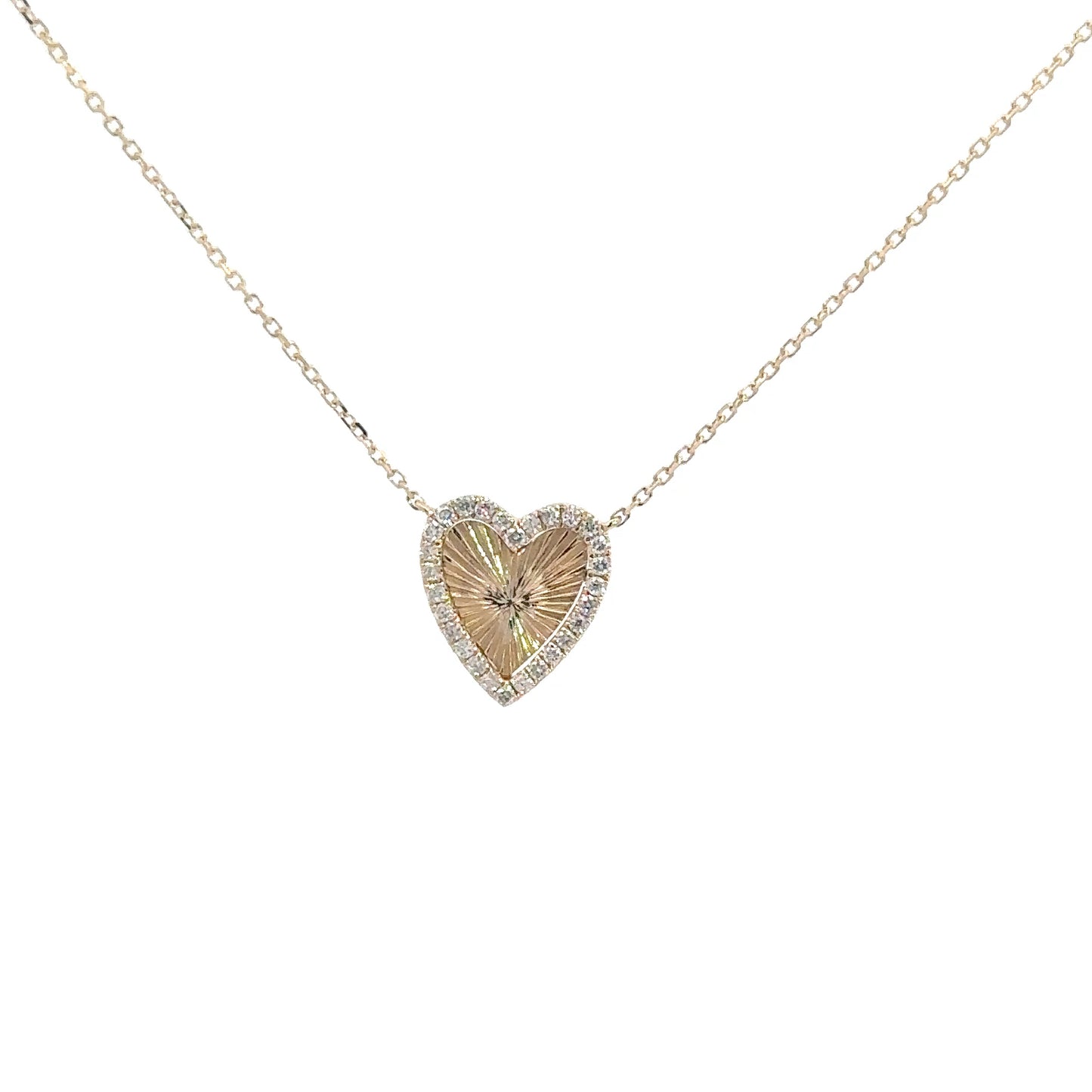 14k Yellow Gold Diamond Heart Necklace .15cttw
