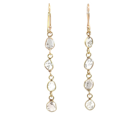 14k Yellow Gold Diamond Slice Earrings .75cttw